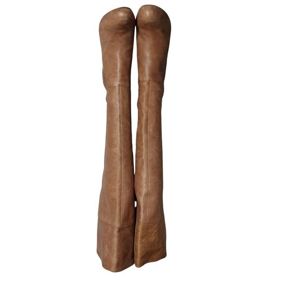JESSICA SIMPSON! FAWN BEIGE/BROWN GENUINE LEATHER OVER THE KNEE BOOTS! SZ 9M - Picture 4 of 12